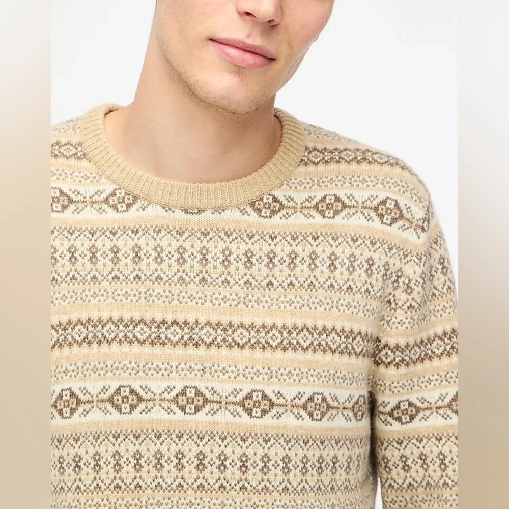 J.crew Supersoft lambswool-blend Fair Isle crewneck sweater men’s size Large New